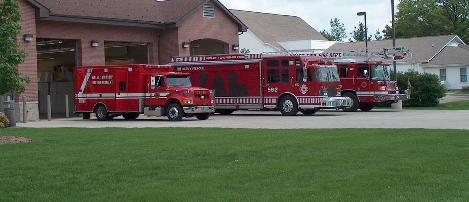 Fire Trucks in front of Fire Department